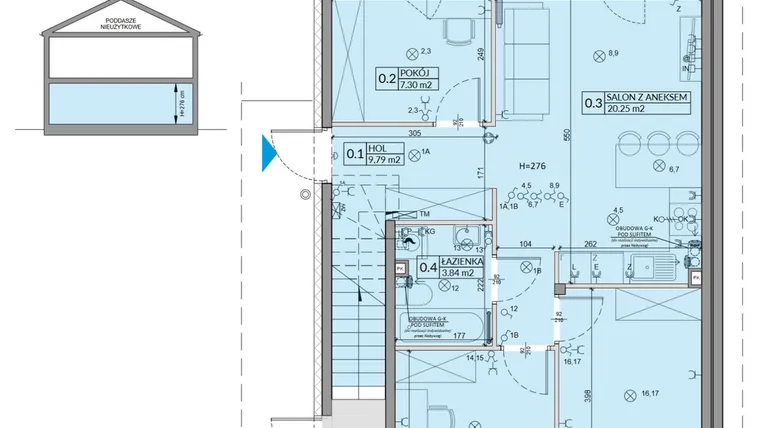 Rzut - Mieszkanie na sprzedaż 4 pokoje o powierzchni 59,85 m² - numer 19A w Domy na Witosa etap 3A i 3B