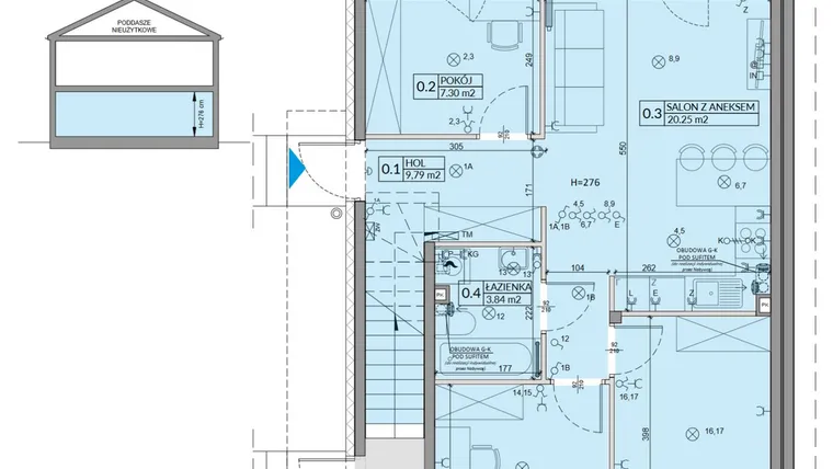 Rzut - Mieszkanie na sprzedaż 4 pokoje o powierzchni 59,85 m² - numer 17A w Domy na Witosa etap 3A i 3B