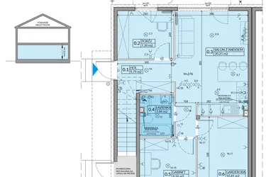Rzut - Mieszkanie na sprzedaż 4 pokoje o powierzchni 59,85 m² - numer 17A w Domy na Witosa etap 3A i 3B