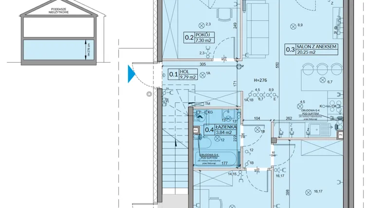 Rzut - Mieszkanie na sprzedaż 4 pokoje o powierzchni 59,85 m² - numer 21A w Domy na Witosa etap 3A i 3B
