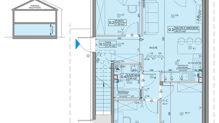 Rzut - Mieszkanie na sprzedaż 4 pokoje o powierzchni 59,85 m² - numer 21A w Domy na Witosa etap 3A i 3B
