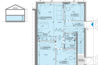 Rzut - Mieszkanie na sprzedaż 4 pokoje o powierzchni 59,85 m² - numer 22A w Domy na Witosa etap 3A i 3B