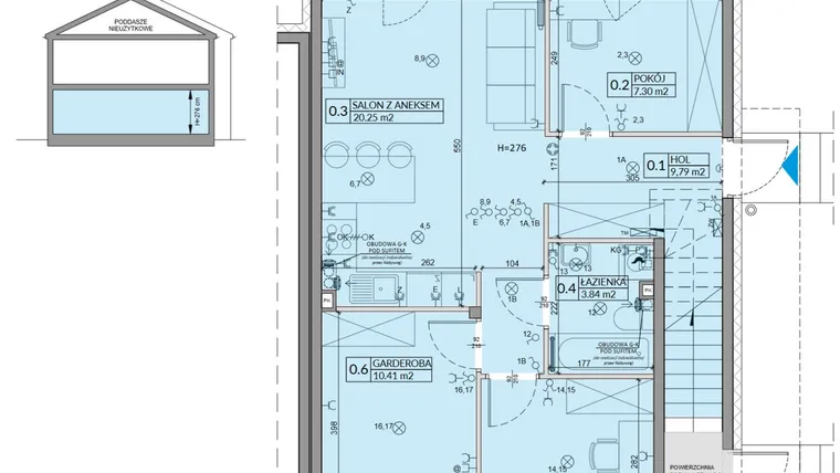 Rzut - Mieszkanie na sprzedaż 4 pokoje o powierzchni 59,85 m² - numer 22A w Domy na Witosa etap 3A i 3B