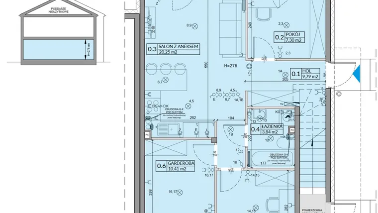 Rzut - Mieszkanie na sprzedaż 4 pokoje o powierzchni 59,85 m² - numer 22A w Domy na Witosa etap 3A i 3B
