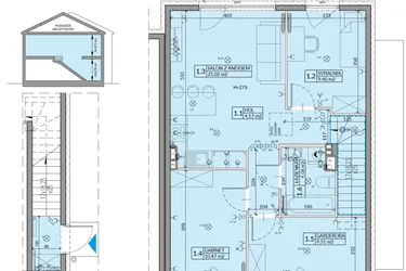 Rzut - Mieszkanie na sprzedaż 4 pokoje o powierzchni 64,03 m² - numer 22B w Domy na Witosa etap 3A i 3B