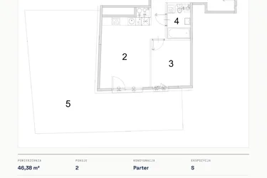 Rzut - Mieszkanie na sprzedaż 2 pokoje o powierzchni 46,38 m² - numer A.02 w Bogusławskiego 21
