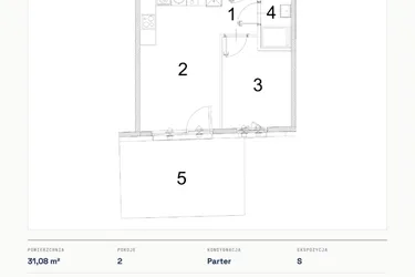 Rzut - Mieszkanie na sprzedaż 2 pokoje o powierzchni 31,08 m² - numer A.01 w Bogusławskiego 21