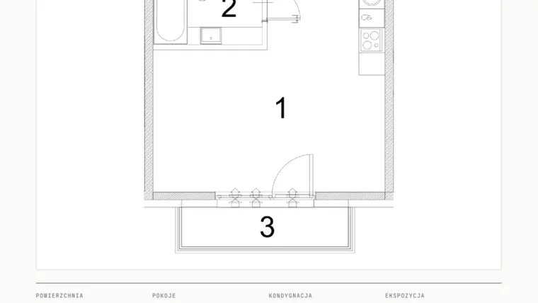 Rzut - Mieszkanie na sprzedaż 1 pokój o powierzchni 29,55 m² - numer A.10 w Bogusławskiego 21