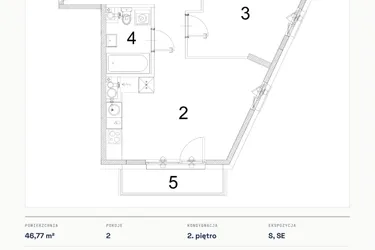 Rzut - Mieszkanie na sprzedaż 2 pokoje o powierzchni 46,77 m² - numer A.15 w Bogusławskiego 21