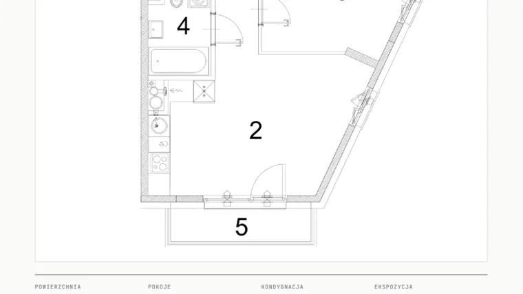 Rzut - Mieszkanie na sprzedaż 2 pokoje o powierzchni 46,77 m² - numer A.15 w Bogusławskiego 21