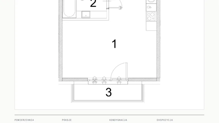 Rzut - Mieszkanie na sprzedaż 1 pokój o powierzchni 29,52 m² - numer A.16 w Bogusławskiego 21