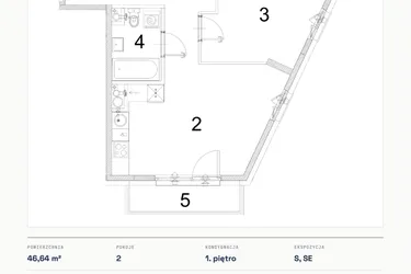 Rzut - Mieszkanie na sprzedaż 2 pokoje o powierzchni 46,64 m² - numer A.09 w Bogusławskiego 21