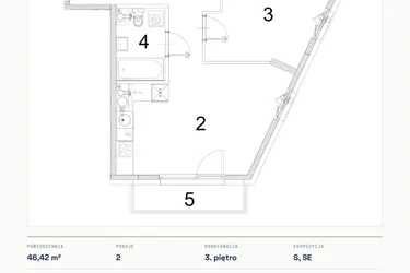 Rzut - Mieszkanie na sprzedaż 2 pokoje o powierzchni 46,42 m² - numer A.21 w Bogusławskiego 21