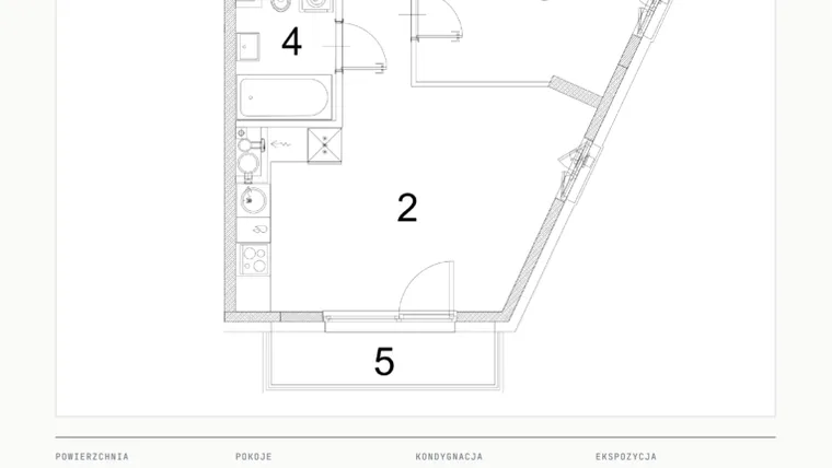 Rzut - Mieszkanie na sprzedaż 2 pokoje o powierzchni 46,42 m² - numer A.21 w Bogusławskiego 21