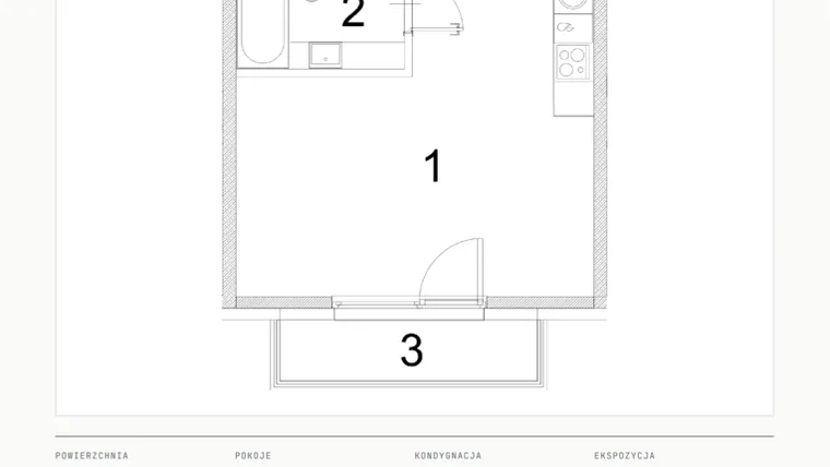 Rzut - Mieszkanie na sprzedaż 1 pokój o powierzchni 29,49 m² - numer A.22 w Bogusławskiego 21