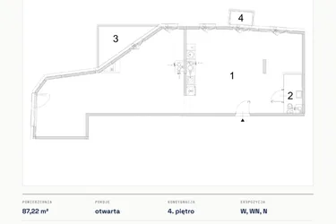 Rzut - Mieszkanie na sprzedaż 1 pokój o powierzchni 87,22 m² - numer A.25 w Bogusławskiego 21