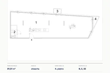 Rzut - Mieszkanie na sprzedaż 1 pokój o powierzchni 81,51 m² - numer A.26 w Bogusławskiego 21