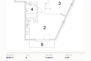 Rzut - Mieszkanie na sprzedaż 2 pokoje o powierzchni 46,55 m² - numer A.27 w Bogusławskiego 21