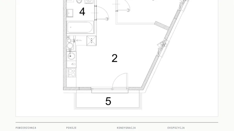 Rzut - Mieszkanie na sprzedaż 2 pokoje o powierzchni 46,55 m² - numer A.27 w Bogusławskiego 21