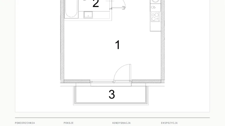 Rzut - Mieszkanie na sprzedaż 1 pokój o powierzchni 29,32 m² - numer A.28 w Bogusławskiego 21