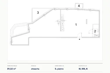 Rzut - Mieszkanie na sprzedaż 1 pokój o powierzchni 81,02 m² - numer A.31 w Bogusławskiego 21