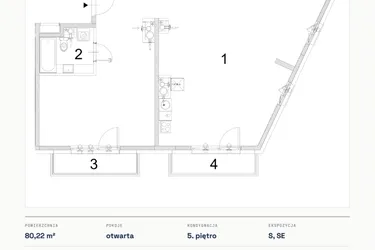 Rzut - Mieszkanie na sprzedaż 1 pokój o powierzchni 80,22 m² - numer A.33 w Bogusławskiego 21