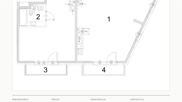 Rzut - Mieszkanie na sprzedaż 1 pokój o powierzchni 80,22 m² - numer A.33 w Bogusławskiego 21