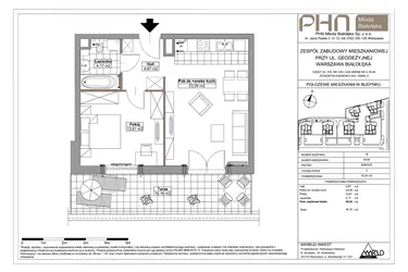 Rzut - Mieszkanie na sprzedaż 2 pokoje o powierzchni 45,54 m² - numer 16-04 w Młoda Białołęka III