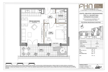 Rzut - Mieszkanie na sprzedaż 2 pokoje o powierzchni 45,47 m² - numer 17-04 w Młoda Białołęka III