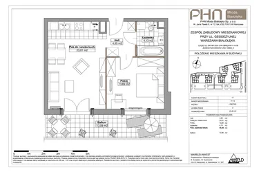 Rzut - Mieszkanie na sprzedaż 2 pokoje o powierzchni 45,48 m² - numer 17-13 w Młoda Białołęka III