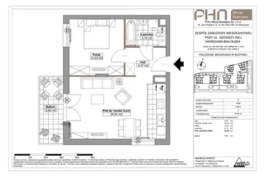 Rzut - Mieszkanie na sprzedaż 2 pokoje o powierzchni 45,38 m² - numer 18-08 w Młoda Białołęka III