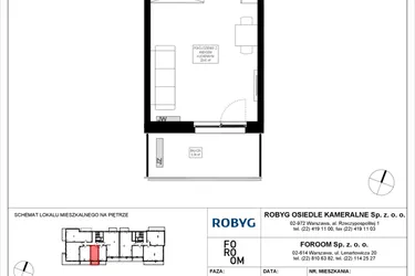 Rzut - Mieszkanie na sprzedaż 1 pokój o powierzchni 28,02 m² - numer OK3/C/1/3 w Osiedle Kameralne III i V