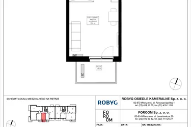 Rzut - Mieszkanie na sprzedaż 1 pokój o powierzchni 28,02 m² - numer OK3/C/2/3 w Osiedle Kameralne III i V