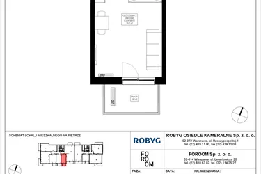 Rzut - Mieszkanie na sprzedaż 1 pokój o powierzchni 28,02 m² - numer OK3/C/3/2 w Osiedle Kameralne III i V