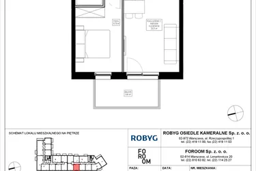 Rzut - Mieszkanie na sprzedaż 2 pokoje o powierzchni 37,58 m² - numer OK3/B/1/5 w Osiedle Kameralne III i V