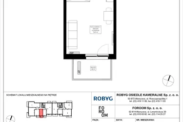 Rzut - Mieszkanie na sprzedaż 1 pokój o powierzchni 28,02 m² - numer OK3/C/3/3 w Osiedle Kameralne III i V