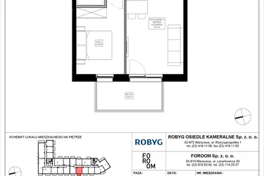 Rzut - Mieszkanie na sprzedaż 2 pokoje o powierzchni 37,58 m² - numer OK3/B/3/5 w Osiedle Kameralne III i V
