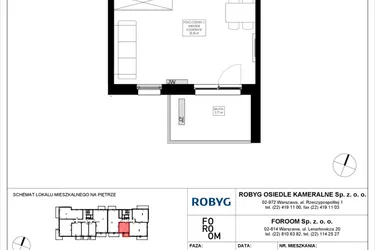 Rzut - Mieszkanie na sprzedaż 1 pokój o powierzchni 30,74 m² - numer OK3/D/2/3 w Osiedle Kameralne III i V