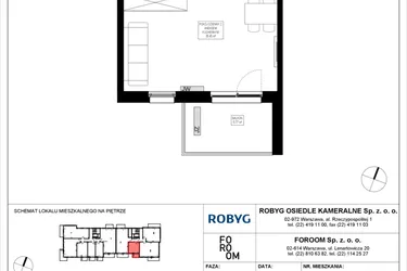 Rzut - Mieszkanie na sprzedaż 1 pokój o powierzchni 30,74 m² - numer OK3/D/3/3 w Osiedle Kameralne III i V
