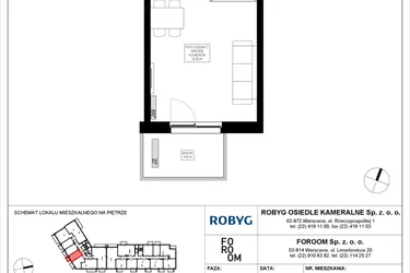 Rzut - Mieszkanie na sprzedaż 1 pokój o powierzchni 28,24 m² - numer OK5/E/2/4 w Osiedle Kameralne III i V
