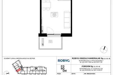 Rzut - Mieszkanie na sprzedaż 1 pokój o powierzchni 28,24 m² - numer OK5/E/3/4 w Osiedle Kameralne III i V
