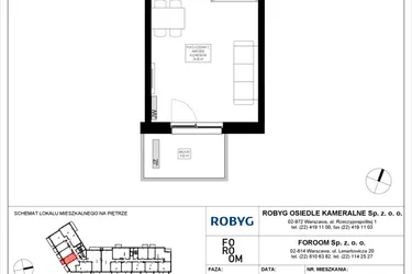 Rzut - Mieszkanie na sprzedaż 1 pokój o powierzchni 28,24 m² - numer OK5/E/4/4 w Osiedle Kameralne III i V