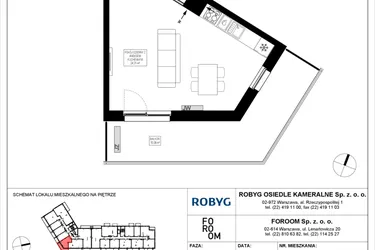 Rzut - Mieszkanie na sprzedaż 1 pokój o powierzchni 34,52 m² - numer OK5/E/1/3 w Osiedle Kameralne III i V