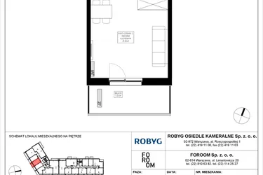 Rzut - Mieszkanie na sprzedaż 1 pokój o powierzchni 31,22 m² - numer OK5/E/1/5 w Osiedle Kameralne III i V