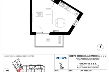 Rzut - Mieszkanie na sprzedaż 1 pokój o powierzchni 34,52 m² - numer OK5/E/3/3 w Osiedle Kameralne III i V