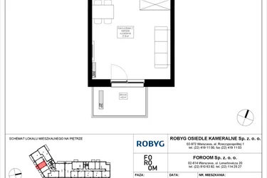 Rzut - Mieszkanie na sprzedaż 1 pokój o powierzchni 31,22 m² - numer OK5/E/4/5 w Osiedle Kameralne III i V