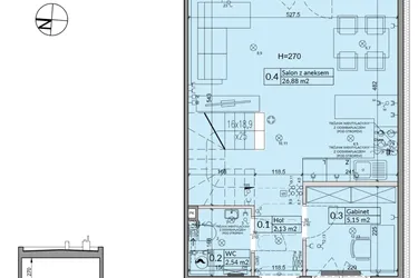 Rzut - Dom na sprzedaż 5 pokoi o powierzchni 72,7 m² - numer 46B w Osiedle Stokrotki etap 6