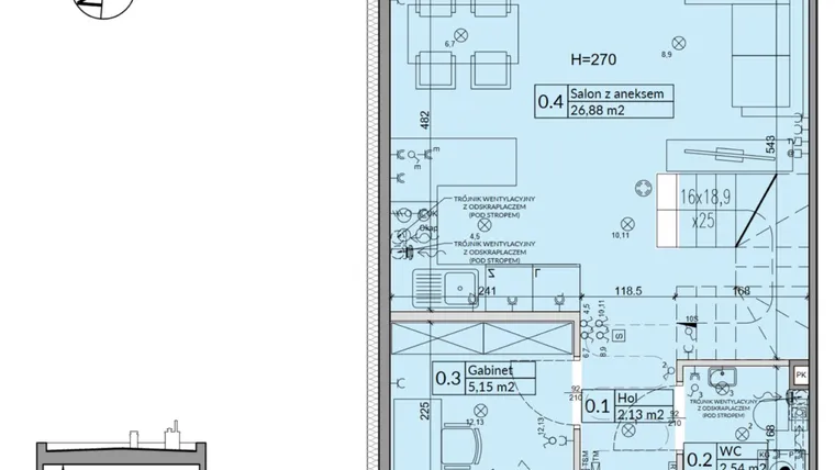 Rzut - Dom na sprzedaż 5 pokoi o powierzchni 72,7 m² - numer 45A w Osiedle Stokrotki etap 6