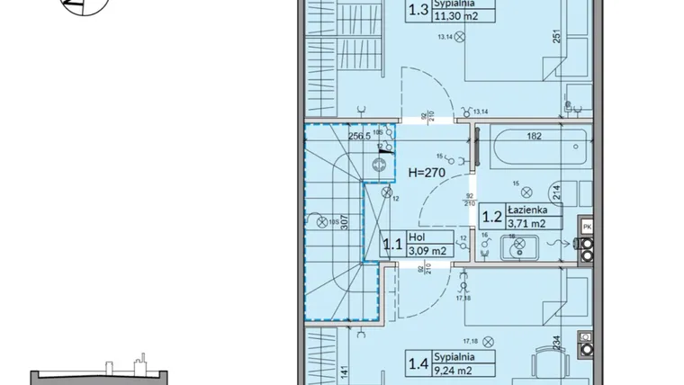 Rzut - Dom na sprzedaż 3 pokoje o powierzchni 62,3 m² - numer 47B w Osiedle Stokrotki etap 6