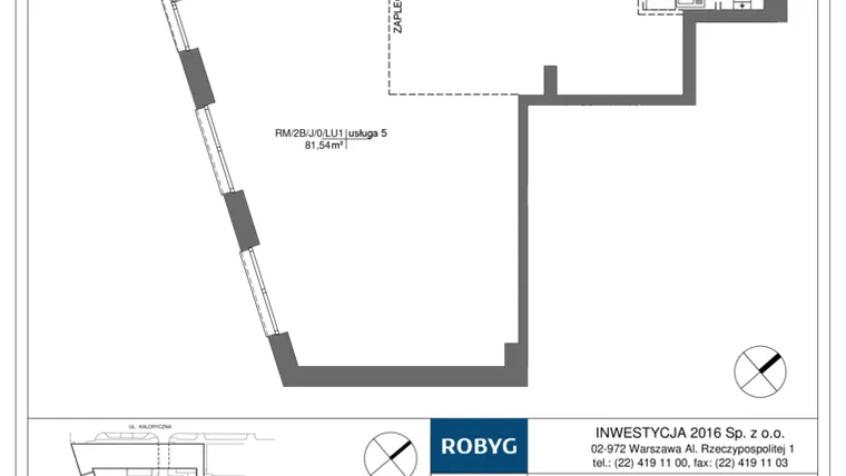 Rzut - Lokal użytkowy na sprzedaż 1 pokój o powierzchni 81,54 m² - numer RM/2B/J/0/LU1 w Rytm Mokotowa - etap 2B